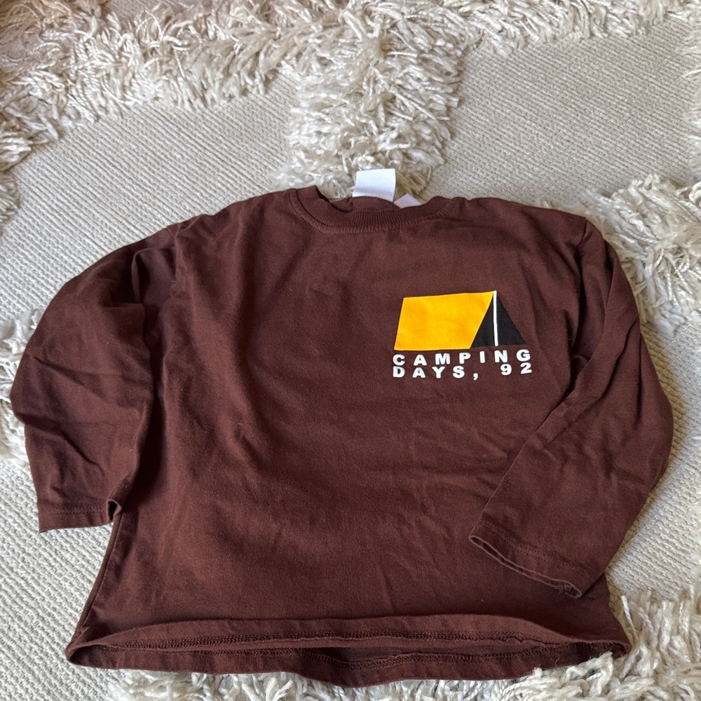 Zara Brown Kids Long Sleeve Shirt with Camping Design - Picture 2 of 4